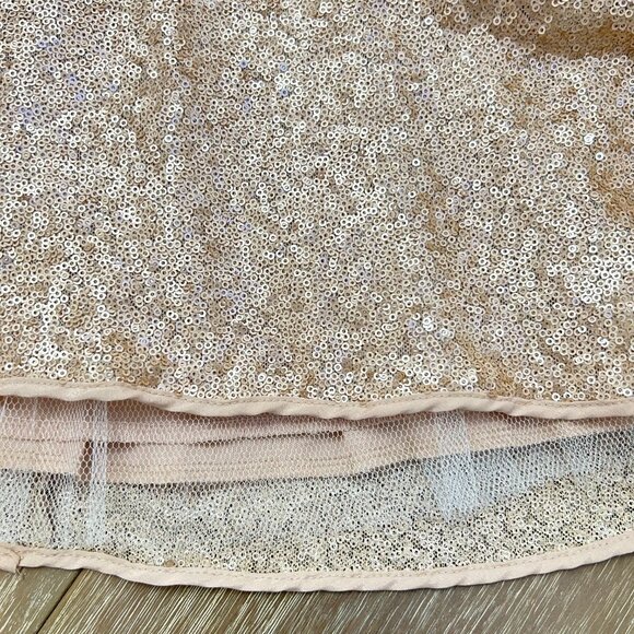 Mustard Seed Champagne Sequin Mini Dress Party Cocktail NYE Holiday Small - Picture 6 of 7